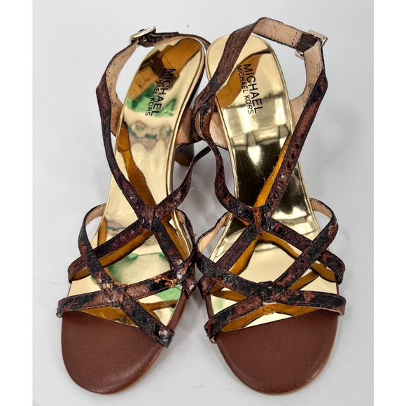 MICHAEL MICHAEL KORS Genuine Snake Skin Strappy Heels Women's Size 10M - Picture 1 of 5